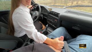 Secretary on a BMW E30 Milking Dick and Revving 1080 - Handjob - Cock Tease - Jerking-off - Retro Car - Long Skirt - Hand Fetish - Pedal Pumping - Female Domination - Car Sex - Masturbation