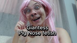 Giantess stepsister plays with pig nose fetish and ends up playing with tiny stepbrother
