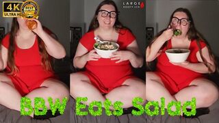 ASMR Huge Salad Mukbang: BBW Crunching and Gulping (4K Portrait)