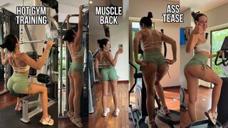 Hot Brunette Shows off her Perfect Ass and Muscle Back