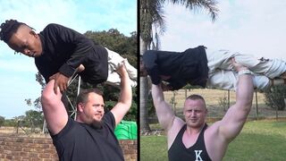 Giant and Muscle Man Incredible Lift and Carry Power Show off