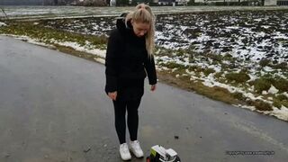 toy car crush in dirty white airmax sneakers