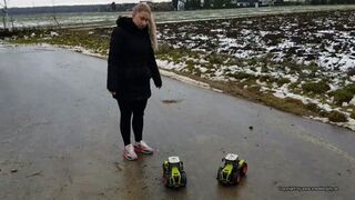 toy car crush in dirty airmax sneakers