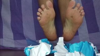 Giantess with Dirty Feet Squashes Things with Her Feet.