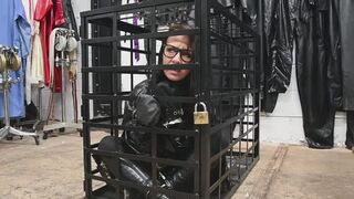 Blackswann caged and in mittens