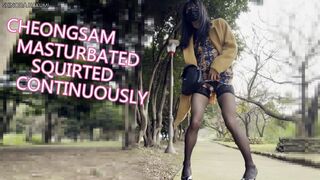 HA32 Sexy cheongsam and black stockings, exposed masturbated and squirted continuously