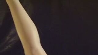 Sexy younger me dancing seductively in just white stockings and heels.