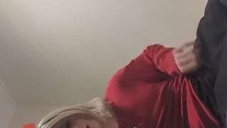 Girly Heather Ashley tease strips then shoots from her big cock