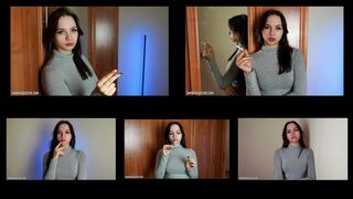 6-6 Tina is smoking all-white Winston cigarettes using matches (5 scenes) 4K resolution