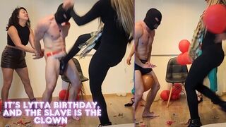 Lytta Birthday Game - 3 Mean Girls Turn His Balls Into Their Playground - Mia and Frenique - BALLBUSTING - FEMALE DOMINATION - FOOT DOMINATION - FEMDOM - CBT - HUMILIATION - BOOTS - KICK - SPH - copy