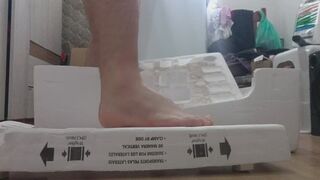 100kg, 220lbs trampling on styrofoam