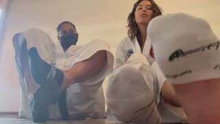 LATINA BLACK BELT SISTERS MAKE YOU WORSHIP THEIR FEET