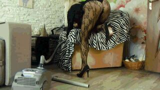 In sexy fishnet tights with a vacuum cleaner AVI (1280x720) FHD