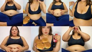 LATE NIGHT CAKE STUFFING – Tight Dress, Belly Play, Sweet Overeating