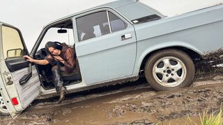 CAR STUCK || Big Mistake Brunette Stuck in the Mud