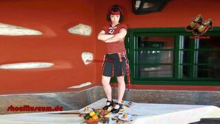 Birthday Party 1 - girl steps crushes food under her shoes (3037)
