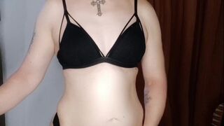 Trans girl masturbates in front of the camera