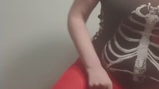 Clit spanking, masturbation, drool for Christmas