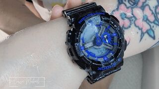 Watch Fetish Dirty Talk Black G-Shock Handjob & Cum CFNM