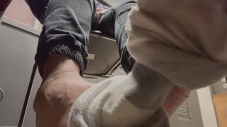 Under the desk sneaking you a peak