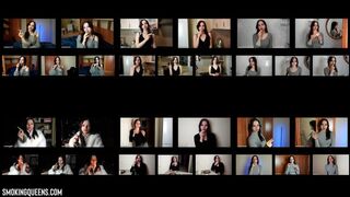 (ALL 30 scenes) Tina is smoking all-white Winston cigarettes at home using matches 4K resolution