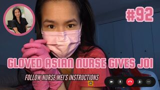 Gloved Asian Nurse Gives JOI