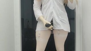 rubberdoll masturbates like a nurse doll