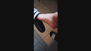 Adidas slide and nylon in December