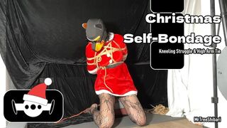 Christmas Self-Bondage: Kneeling Struggle & High Arm Tie