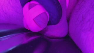 Week of chastity cage, cumshot in pink cage with ring vibrator