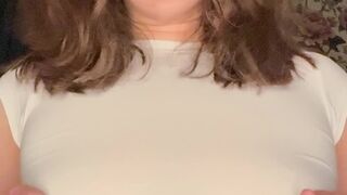 blue skirt white tee tease