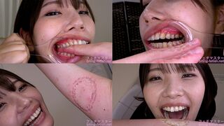 Haruna Kawai - A cute girl bites a man's finger with all her might while exposing her back teeth with a hook at the corner of her mouth & bites his inner arm very hard