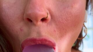 White Tongue POV Dildo BJ – Close-Up Mouth Focus