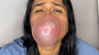 chewing a lot of chewing gum