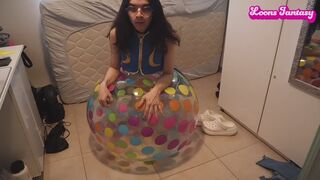 Owllete deflates jumbo polka dot beach ball in chun li cosplay copy