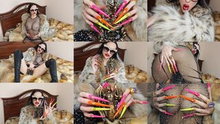 Worship my extremely long neon stiletto nails, my lynx fur coat, my leather thigh-high boots, Satan and the royal demons