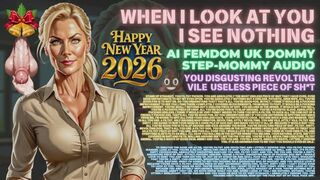 AI Femdom Bristish Step-Mommy-Teacher - Happy New Year 2026 You Revolting Useless Disgusting Piece of Sh-t -When I look At You I See Nothing