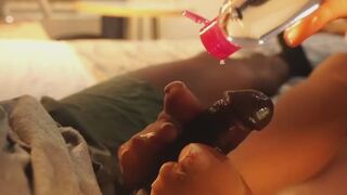 Nylon Footjob with Sheer Nylons