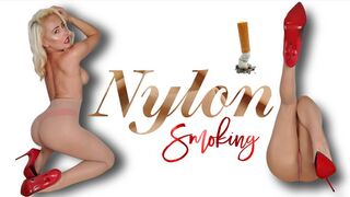 Smoking in Nude Nylons