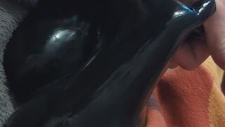 Tickling in latex toe socks and lots of oil