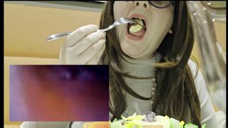 A Fascinating Journey Through Science and Flavor: Nicoletta Observing the Inner Workings of Her Body via Pillcam While Enjoying Pizza and Fish at a Local Restaurant. 1080HD