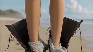 STRIPPED by NATURE : Hannah walks along the beach as her clothing rots off causing her to be completely nude
