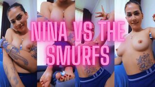 Cruel mean giantess attack smurf village with armpits, ass and feet