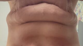underneath me hanging tummy slow motion jiggle big nipples