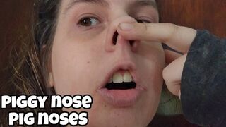 Piggy Nose & Oinking – Chubby Girl Acts Like a Real Pig (nose fetish)