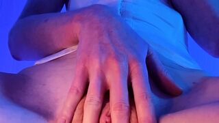 Autumn Orchid plays with her tits and rubs out a sweet orgasm