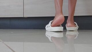 Zena's White Rubber Sandals - Foot Tease (Part 2)