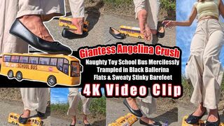 4K | Giantess Angelina Crush – Naughty Toy School Bus Mercilessly Trampled in Black Ballerina Flats & Sweaty Stinky Barefeet – Cheesy Foot Smell Overload, Plastic Cracking Sounds, Windshield Explodes – Total Toy Destruction Fetish copy