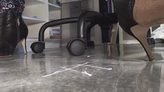 HD Office Candid Closeup Trashed JC Boots Shoeplay 03