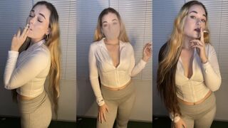 After workout cigarette in tight clothes as i show off my body, Marlboro red - Smokingrapunzel - Smoking fetish